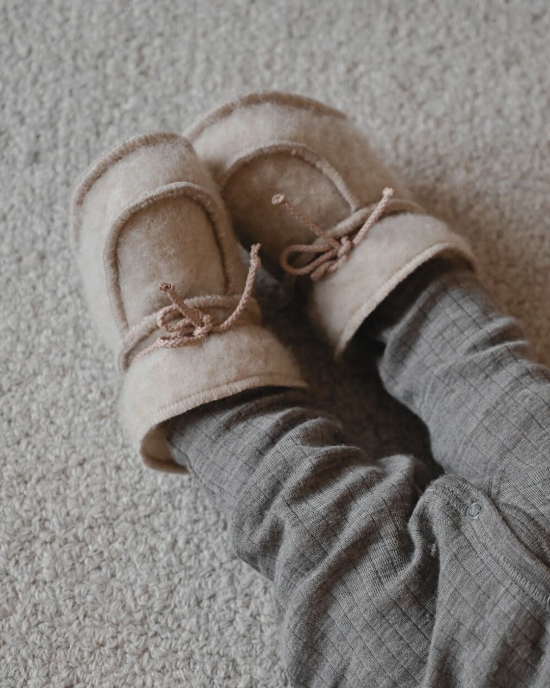 Babyslofjes van wol - Beige (3-6 maanden)