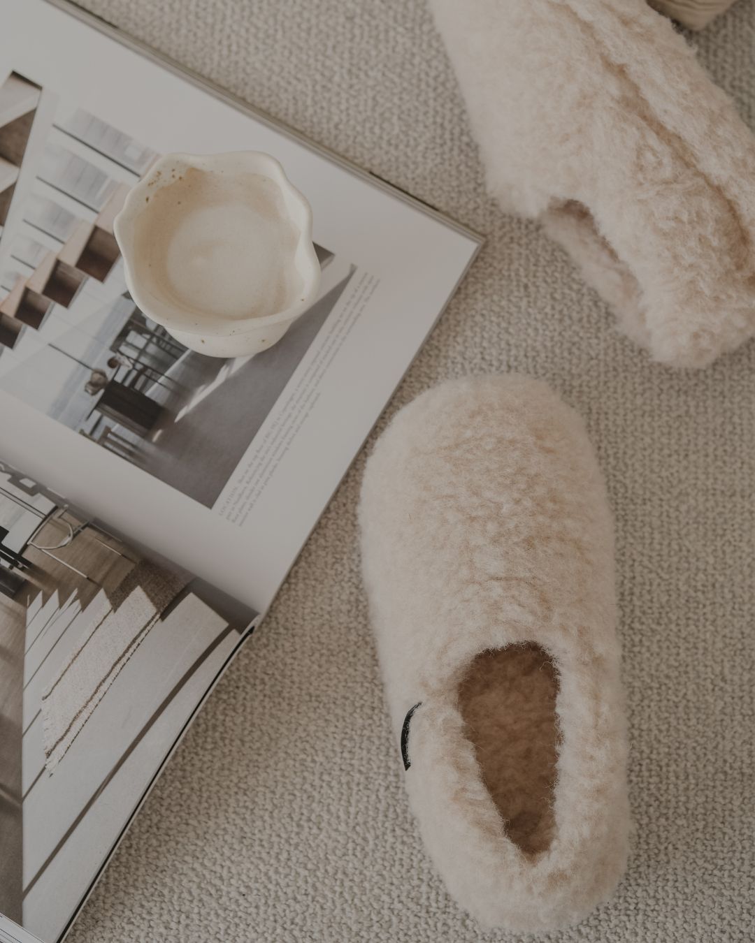 Sloffen van merinowol – Beige