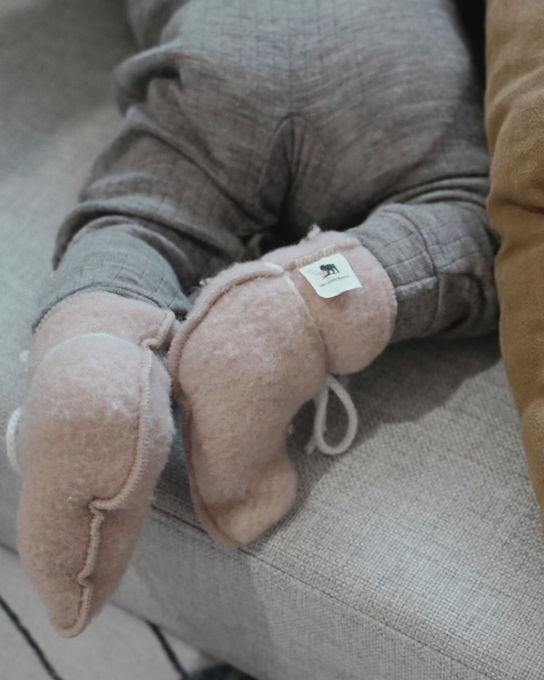 Babyslofjes van wol - Beige (0-3 maanden)