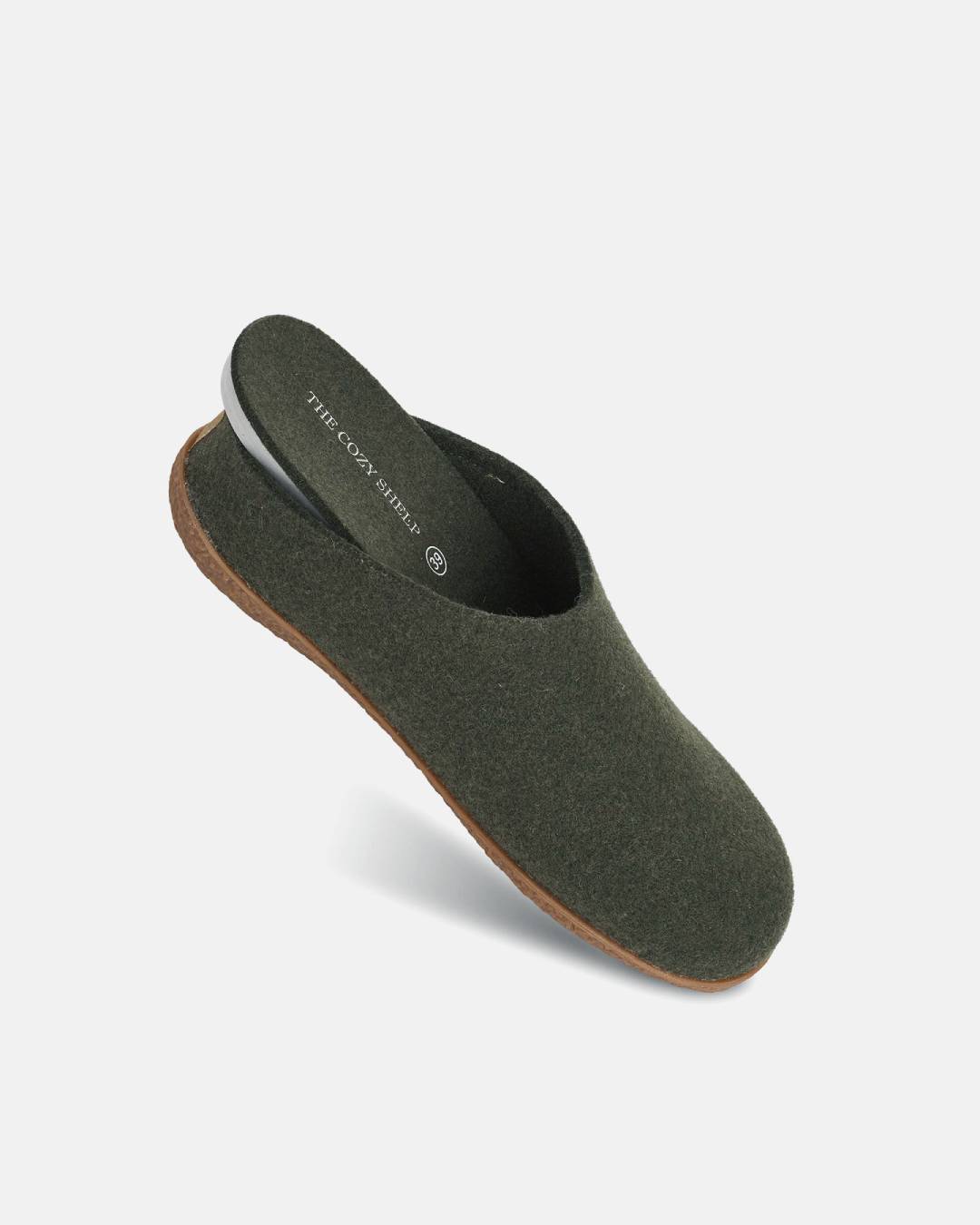 Pantoffels met rubberen zool – Forest Green