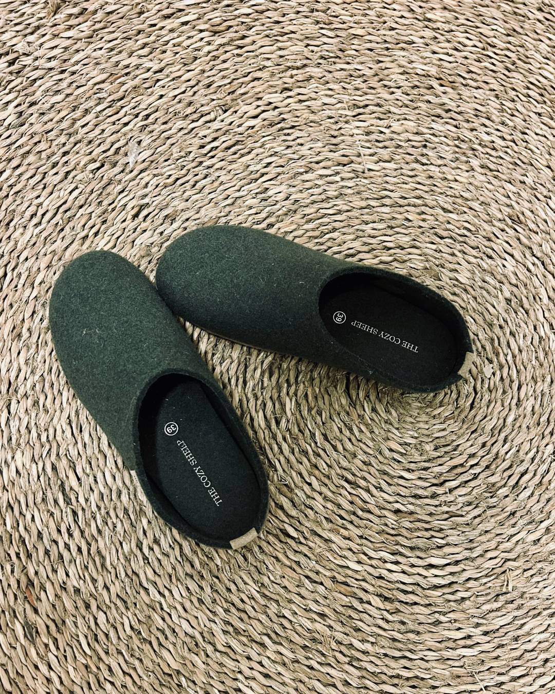 Pantoffels met rubberen zool – Forest Green