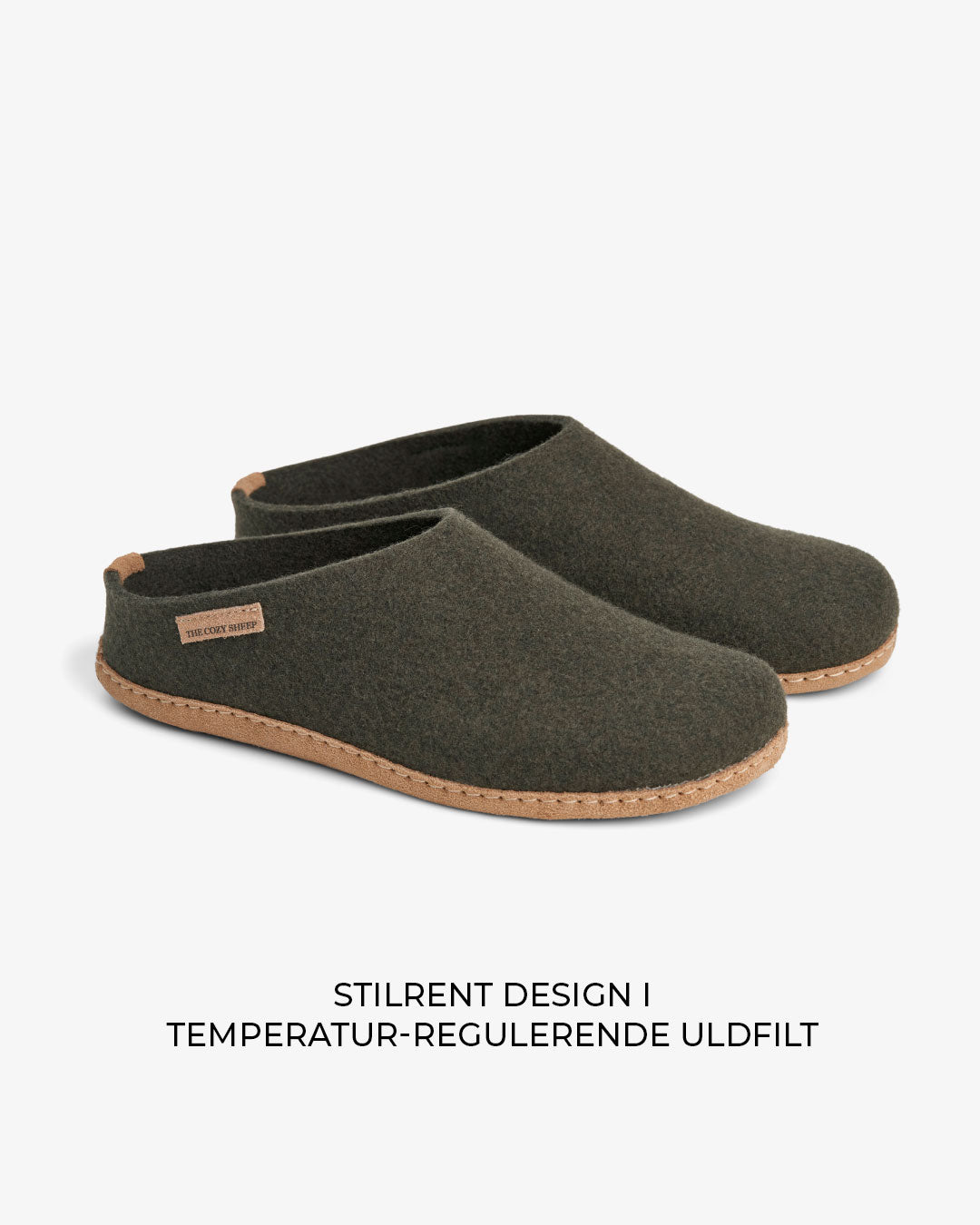 Pantoffels met leren zool – Forest Green