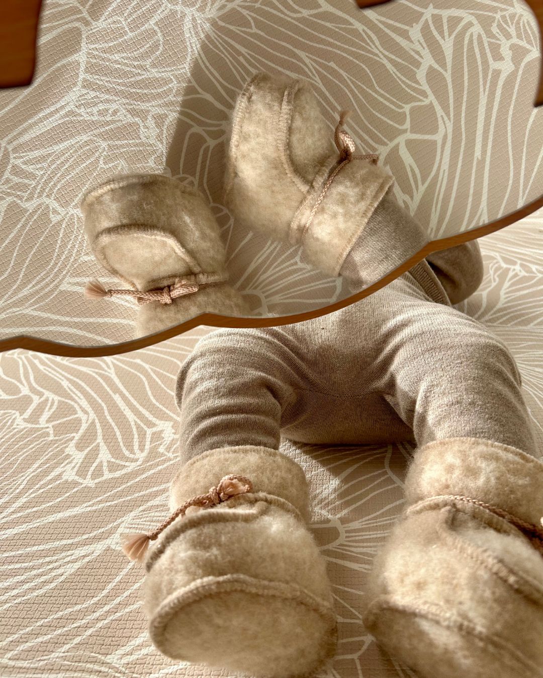 Babyslofjes van wol - Beige (3-6 maanden)