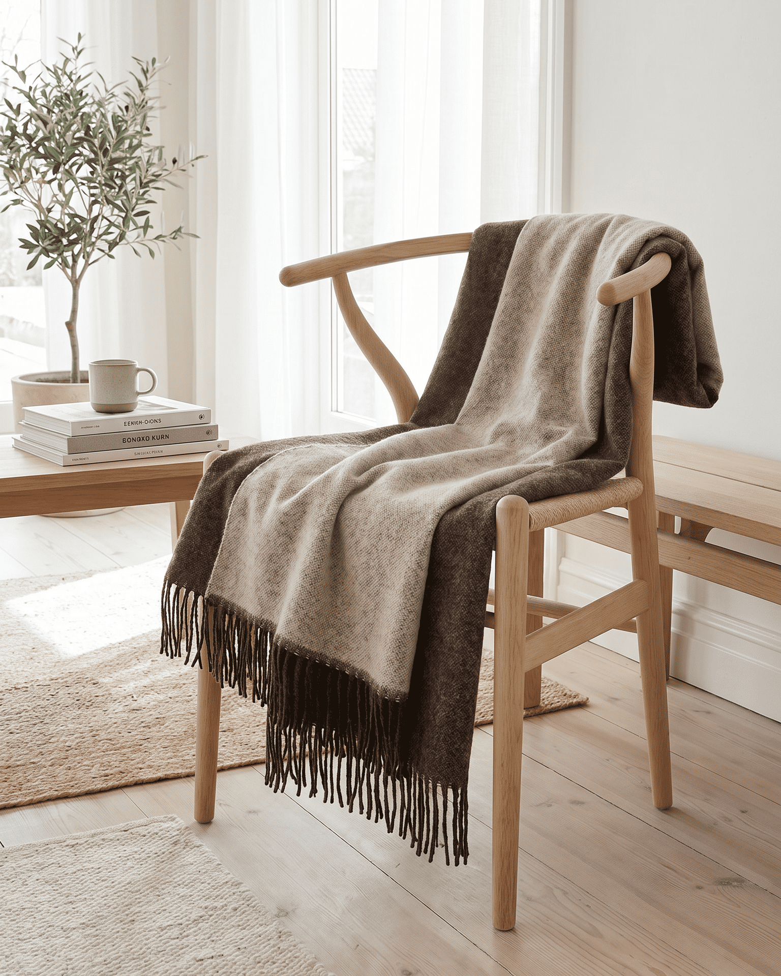 Wollen plaid 140 x 200 cm - Bruin/Crème
