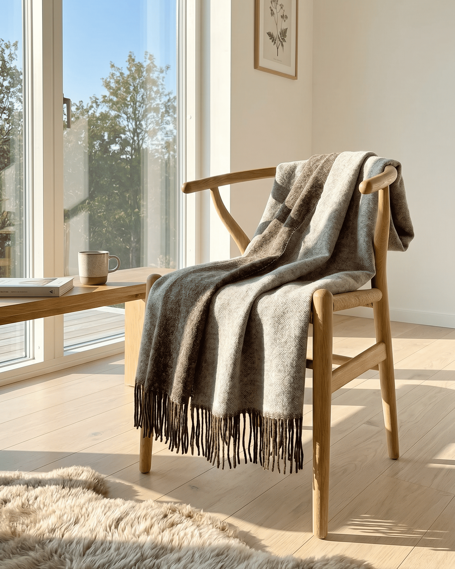 Wollen plaid 140 x 200 cm - Bruin/Crème
