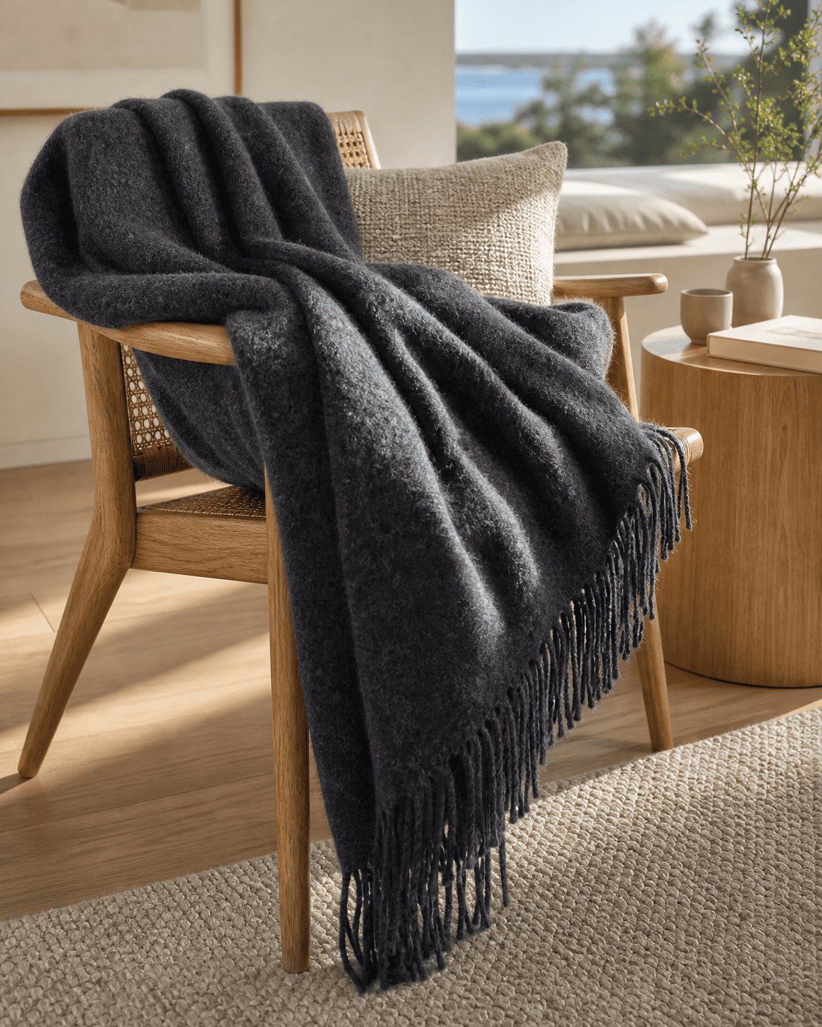 Wollen plaid 140 x 200 cm - Antraciet