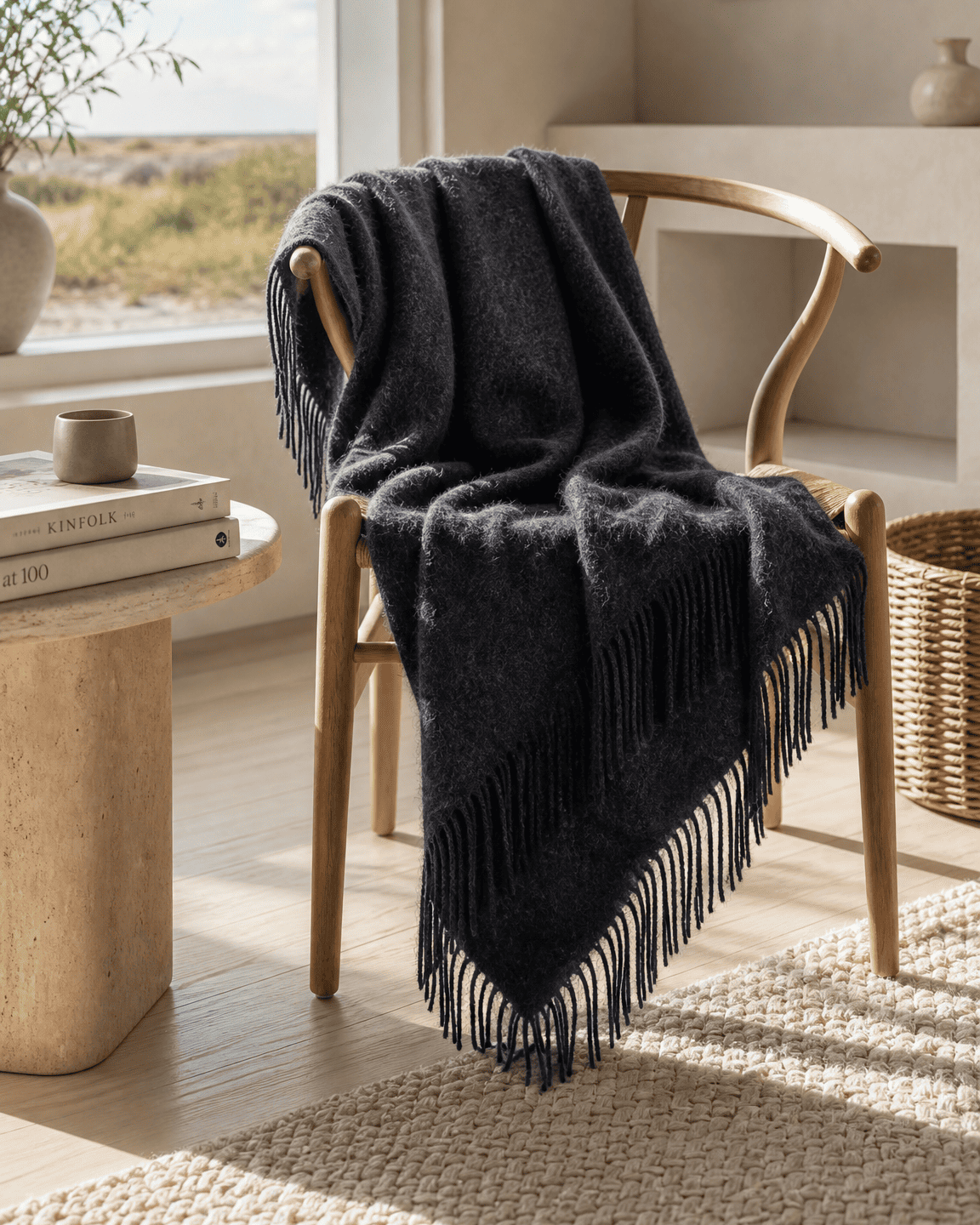 Wollen plaid 140 x 200 cm - Antraciet