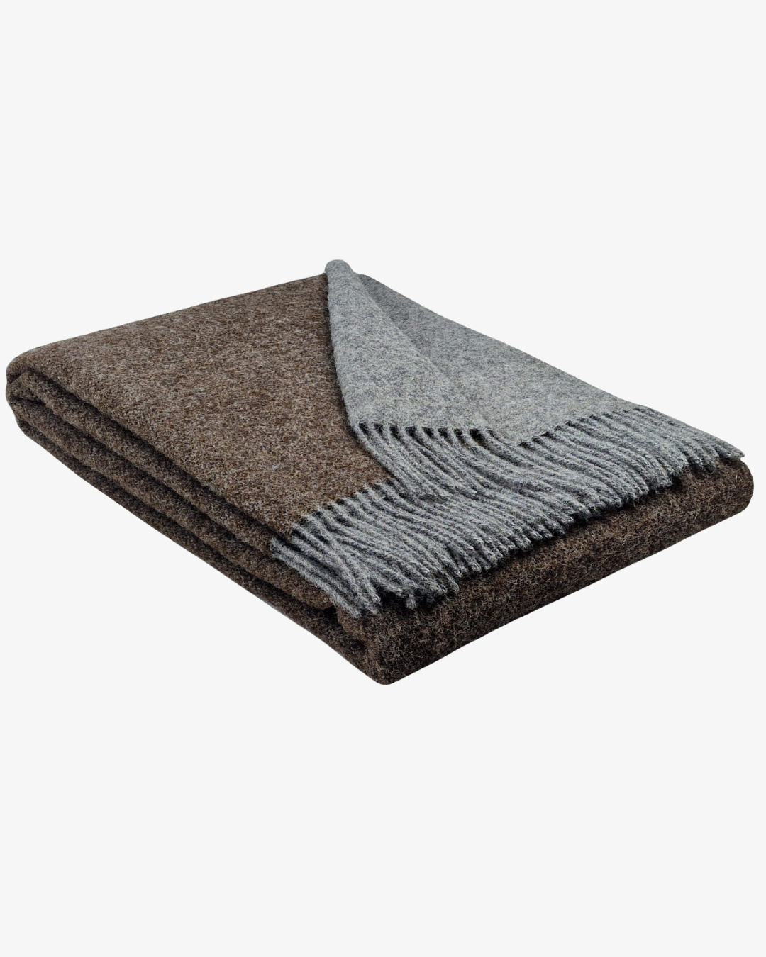 Wollen plaid 140 x 200 cm - Grijs/Bruin