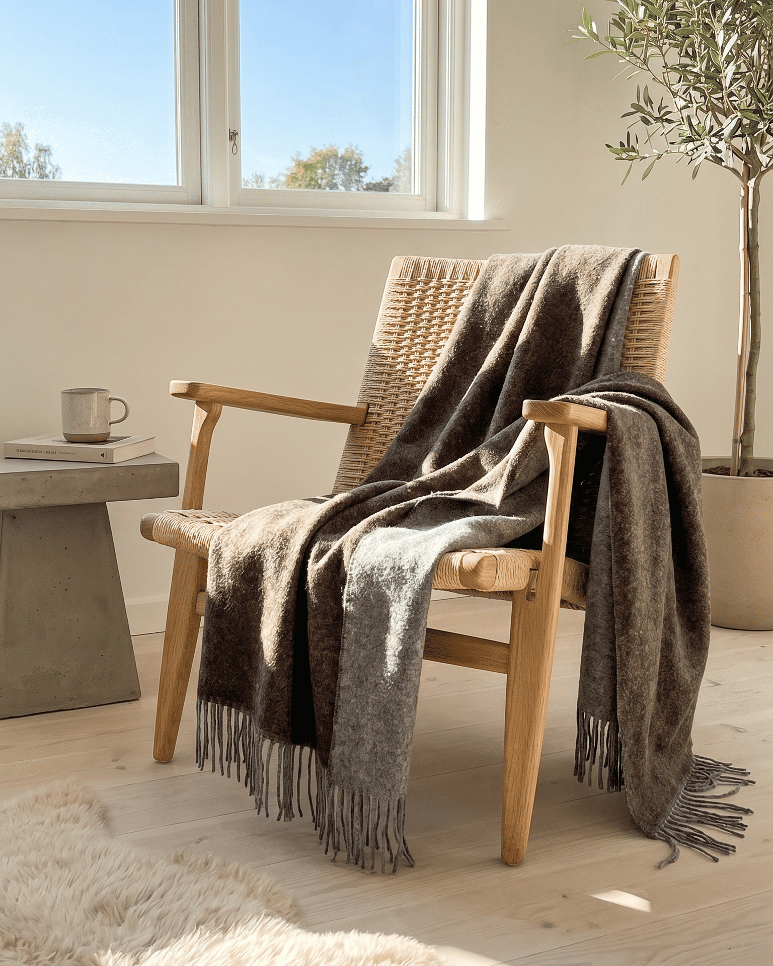 Wollen plaid 140 x 200 cm - Grijs/Bruin