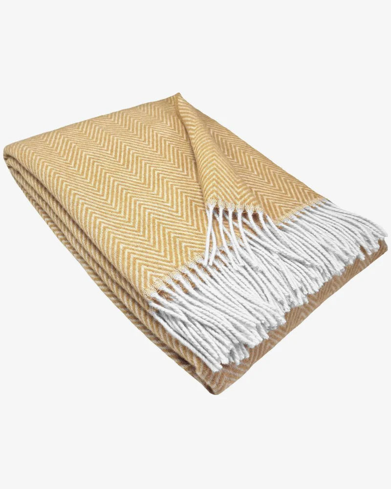 Wollen plaid 140x200 cm - Okergeel