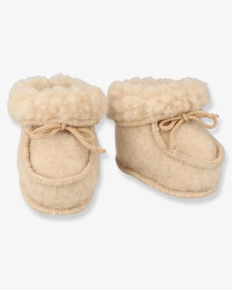 Babyhjemmesko i uld - Beige (3-6 måneder) - The Cozy Sheep