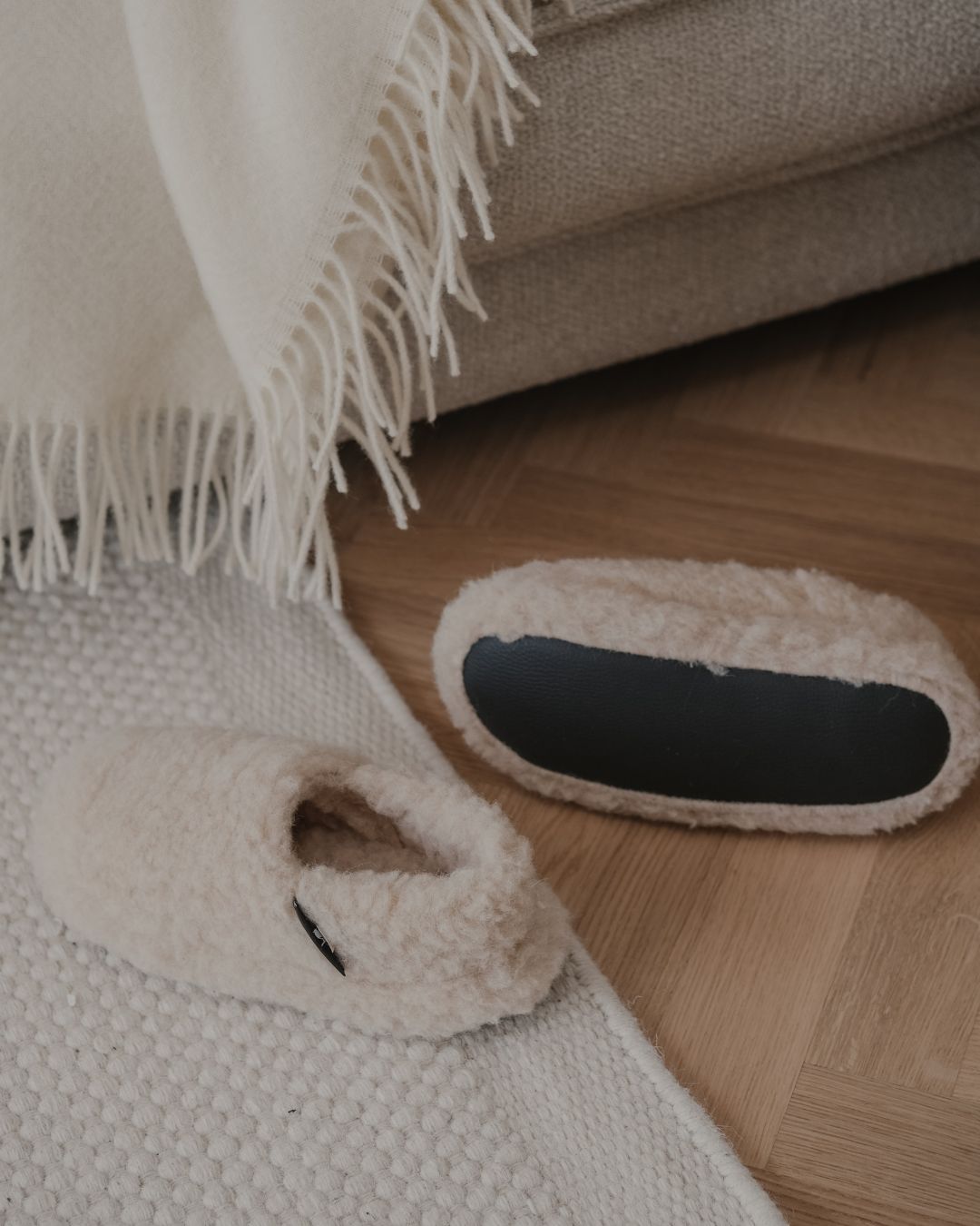 Sloffen van merinowol – Beige