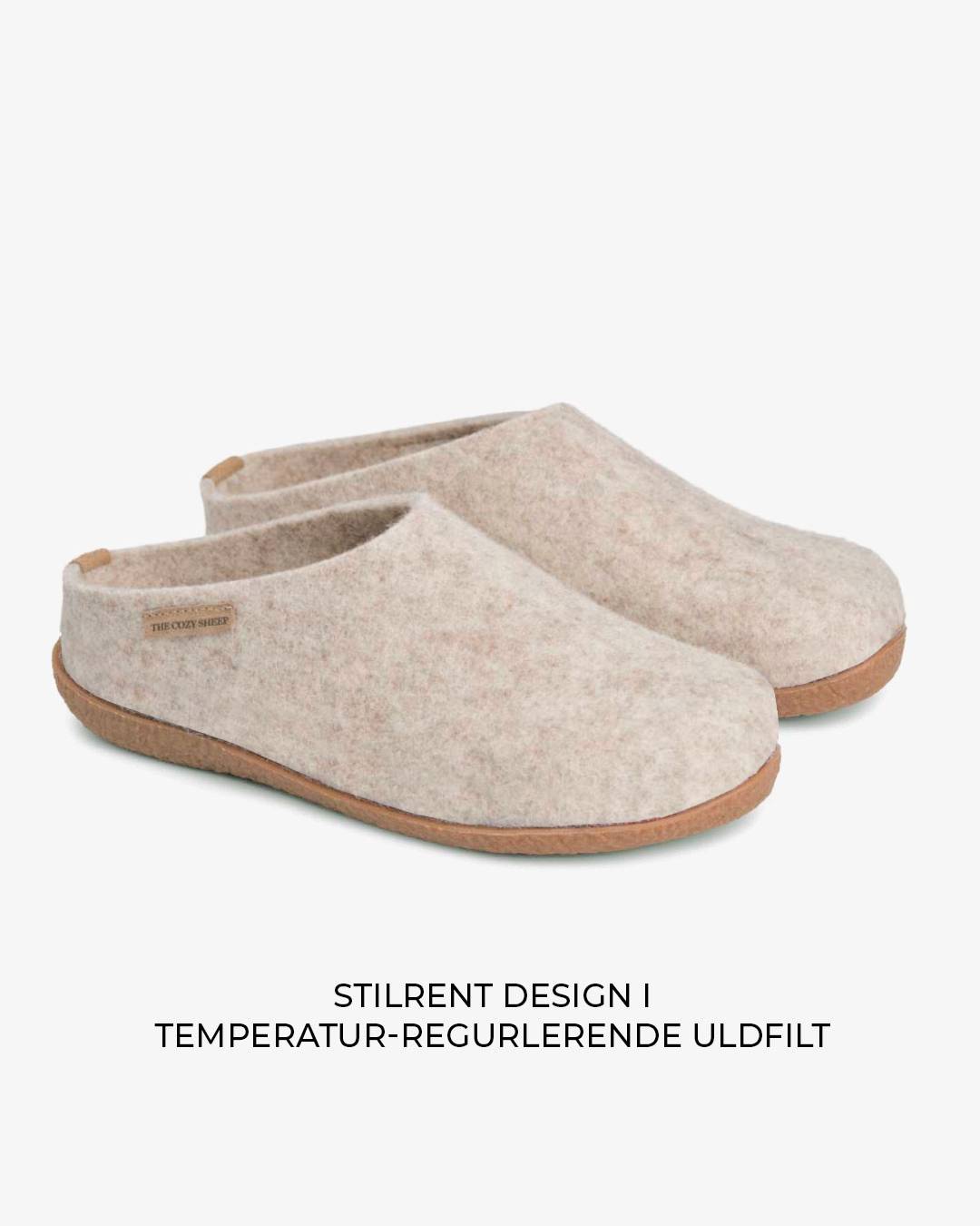 Pantoffels met rubberen zool – Beige
