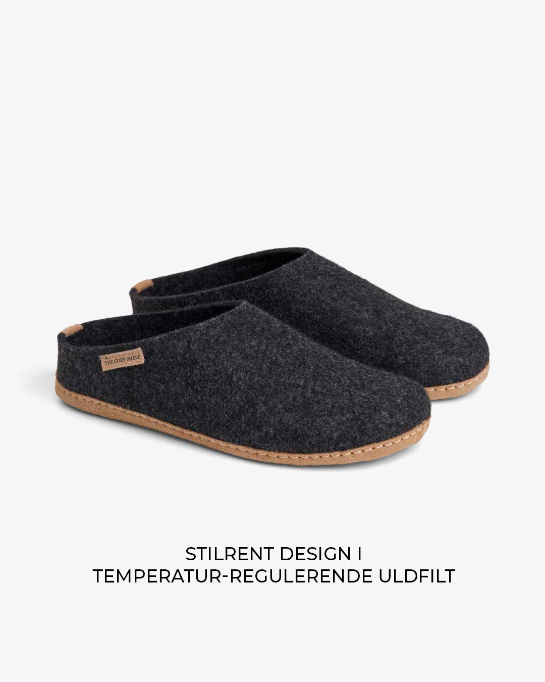 Pantoffels met leren zool - Houtskool