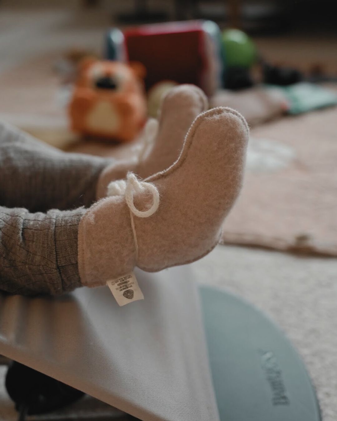 Babyslofjes van wol - Beige (0-3 maanden)