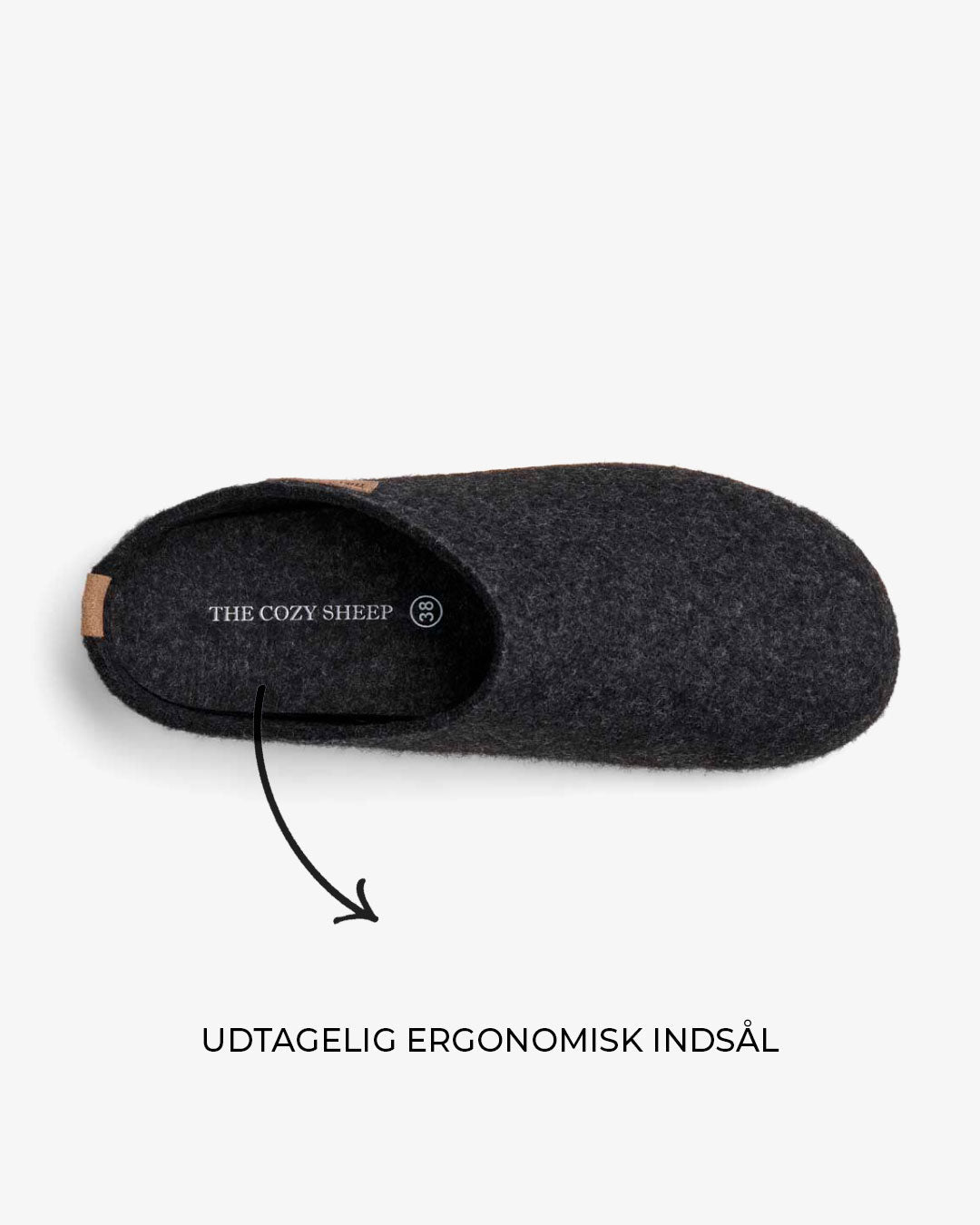 Pantoffels met leren zool - Houtskool