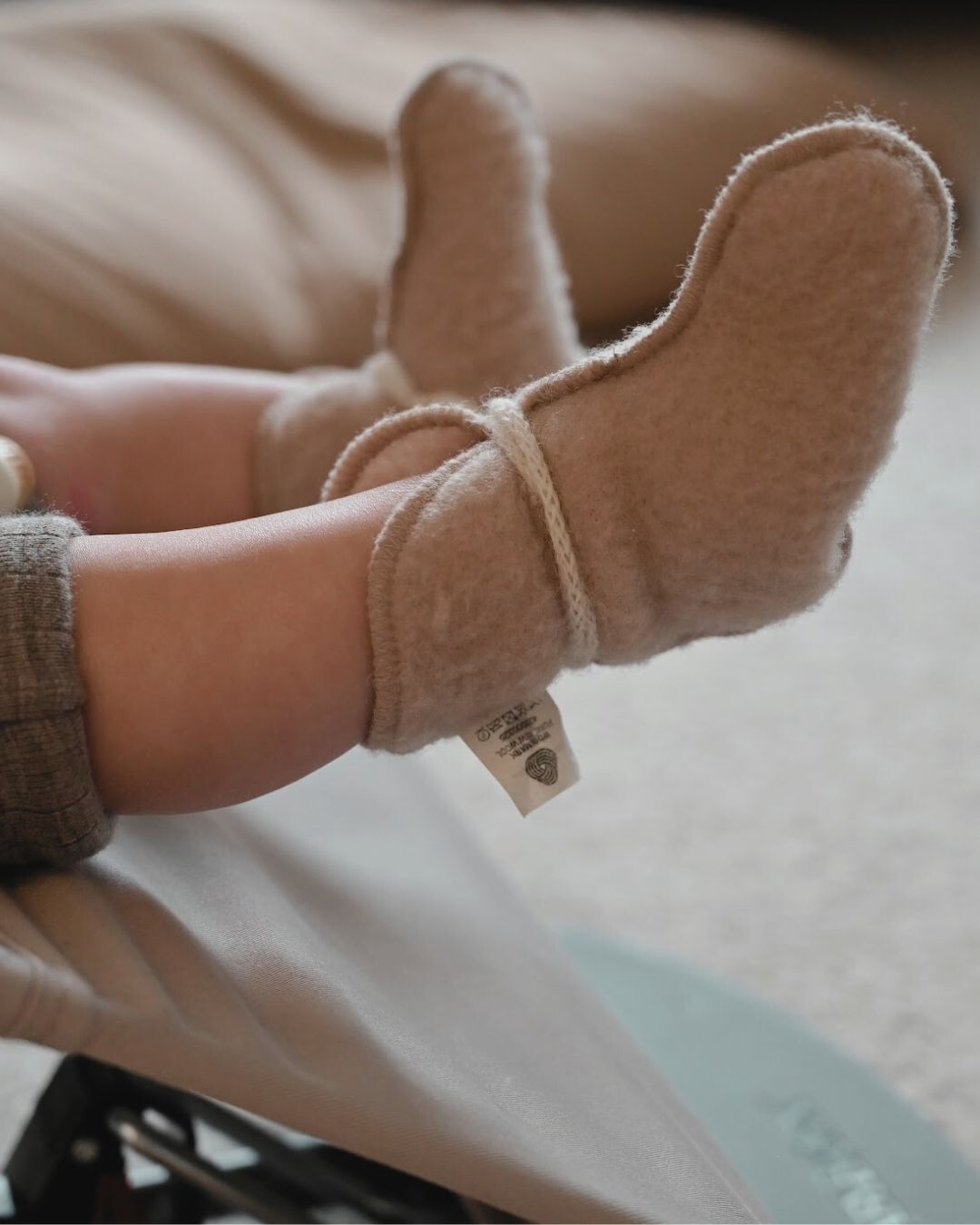 Babyslofjes van wol - Beige (0-3 maanden)