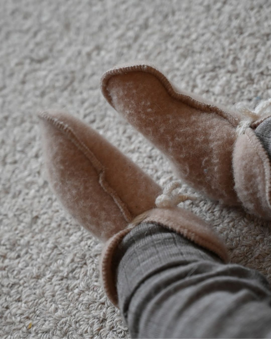 Babyslofjes van wol - Beige (0-3 maanden)