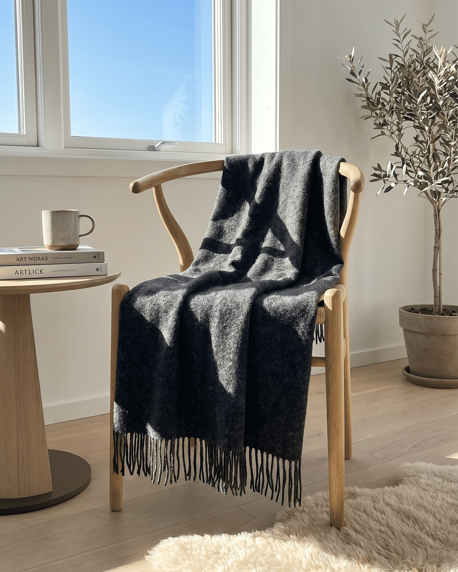 Wollen plaid 140 x 200 cm - Antraciet