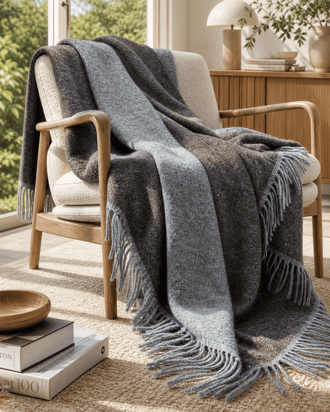 Wollen plaid 140 x 200 cm - Grijs/Bruin