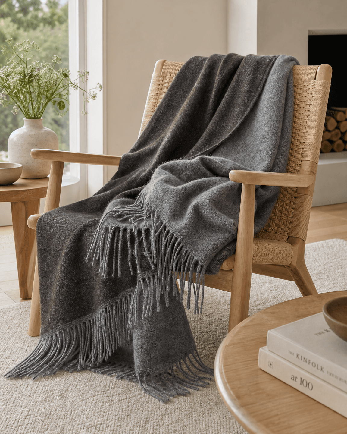 Wollen plaid 140 x 200 cm - Grijs/Bruin