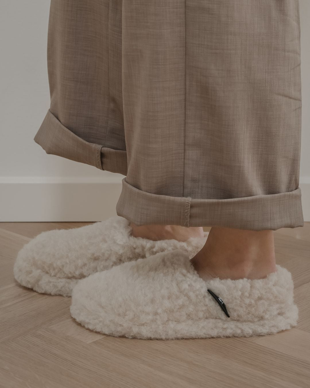 Sloffen van merinowol – Beige