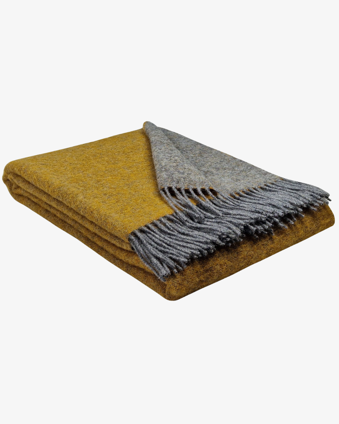 Wollen plaid 140 x 200 cm - Geel/Grijs